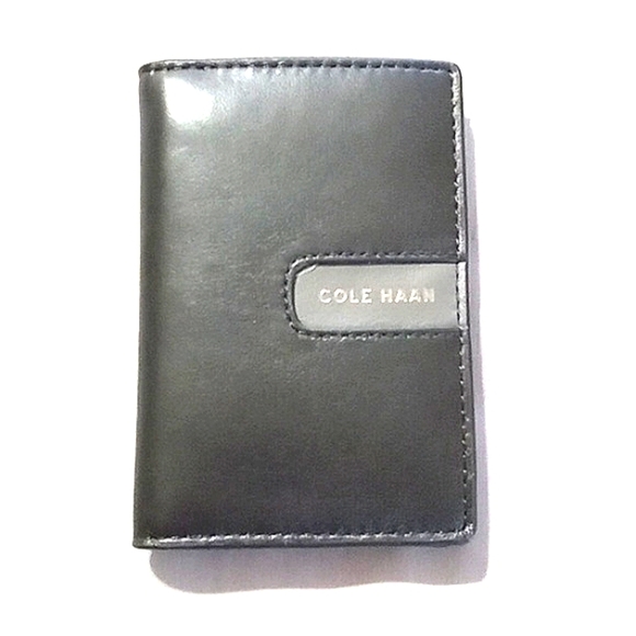 Cole Haan Other - NEW COLE HAAN Black Grey Wallet Mens Leather Credit Card Holder Gray